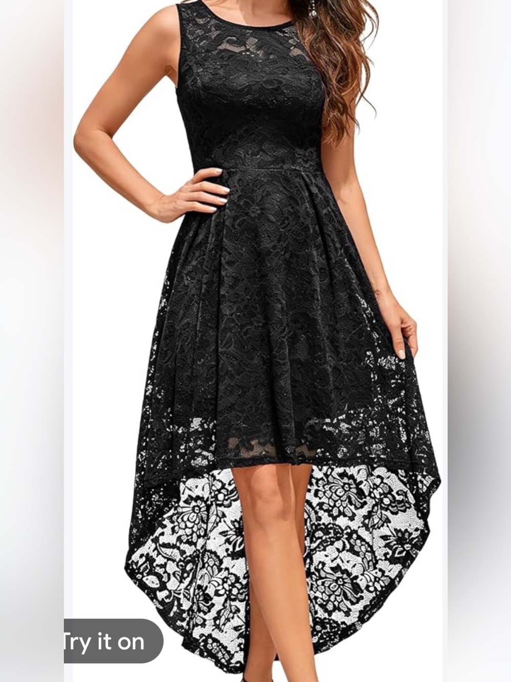 B. Smart Black Lace High-Low Formal Dress Sequin  Prom Open Back Whimsigoth Sz 5